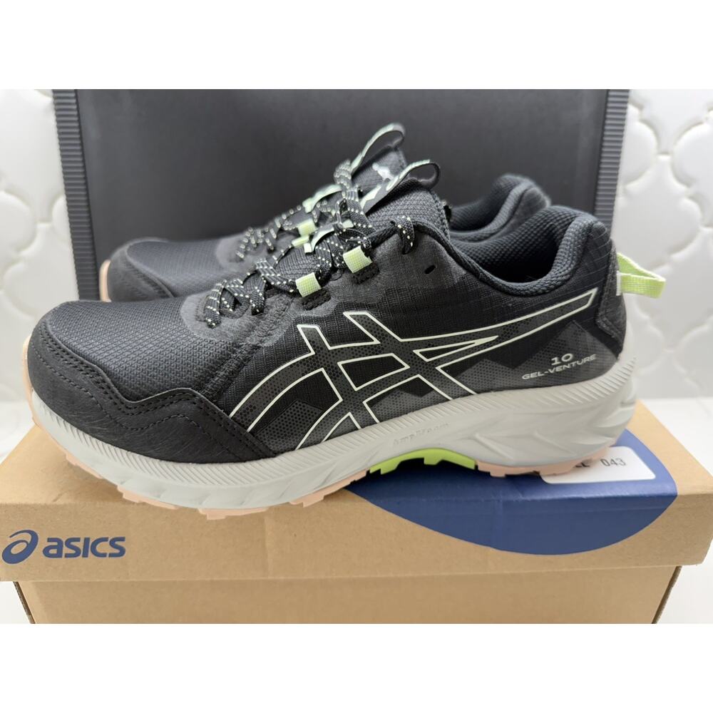 Asics Women's Gel-Venture 10 Running Shoes-Black / Whisper Green Size: 8.5